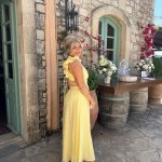 Toperth Yellow Ruffle Strap V-Neck Maxi Dress photo review