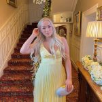 Toperth Yellow Pleated V-Neck Maxi Dress photo review
