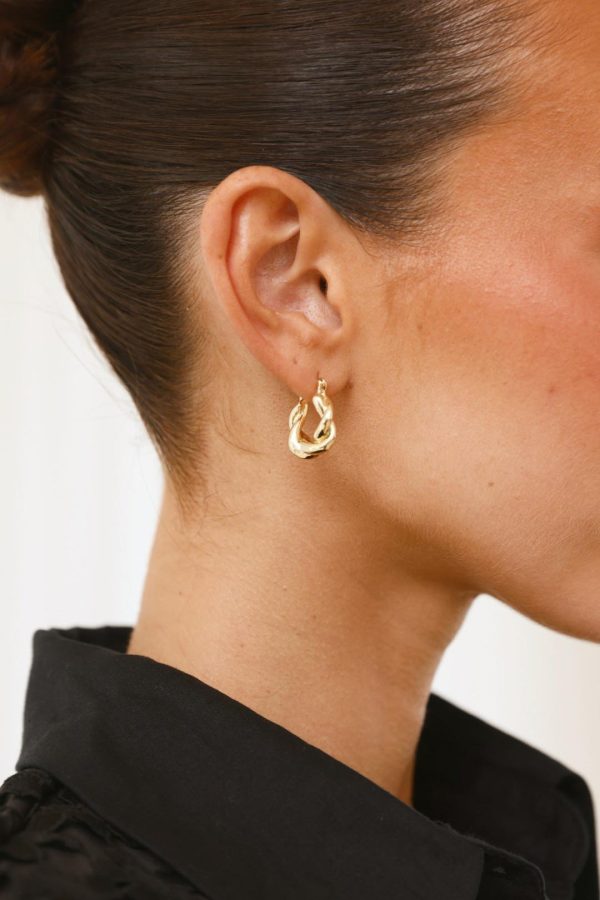 Toperth Gold Sculpted Twist Hoop Earrings
