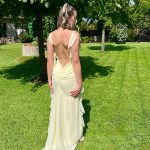 Toperth Yellow Cascading Ruffle Open Back Maxi Dress photo review
