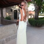Toperth Yellow Cascading Ruffle Open Back Maxi Dress photo review