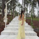 Toperth Yellow Cascading Ruffle Open Back Maxi Dress photo review