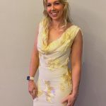 Toperth Yellow Ribbon Embroidered Cowl Neck Maxi Dress photo review