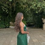 Toperth Emerald Cascading Drape High Slit Satin Maxi Dress photo review