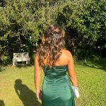 Toperth Emerald Cascading Drape High Slit Satin Maxi Dress photo review
