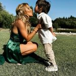 Toperth Emerald Cascading Drape High Slit Satin Maxi Dress photo review