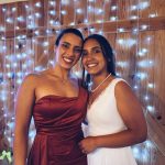 Toperth Rust Cascading Drape High Slit Satin Maxi Dress photo review