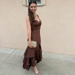 Toperth Brown Tiered Ruffle Bustier Mermaid Maxi Dress photo review