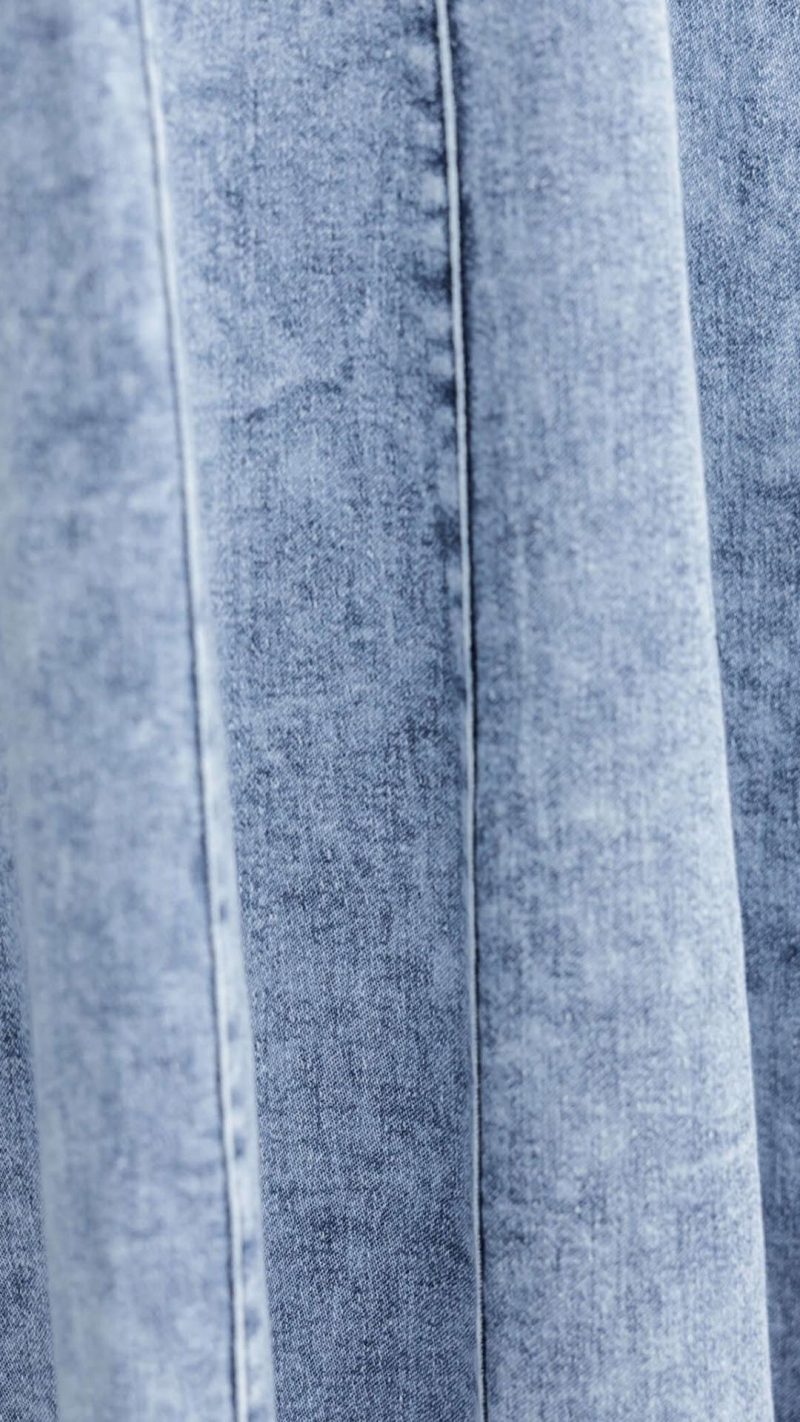 Blue Paneled Denim Fit-and-Flare Maxi Dress