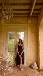 Black Tie-Front Cutout Tiered Maxi Dress