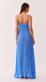 Marine Side Cutout V-Neck Ruched Maxi Dress