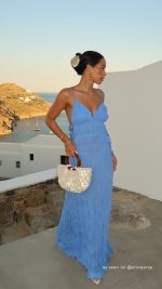 Marine Side Cutout V-Neck Ruched Maxi Dress