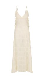 Shell Side Cutout V-Neck Ruched Maxi Dress