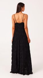 Black Ruched Shift Maxi Dress