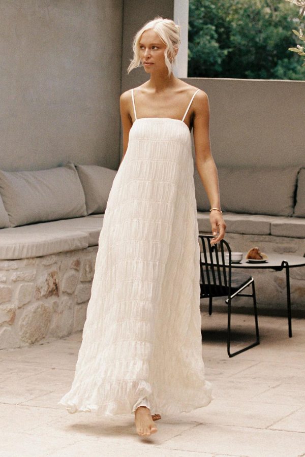 Shell Ruched Shift Maxi Dress