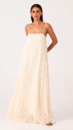 Shell Ruched Shift Maxi Dress