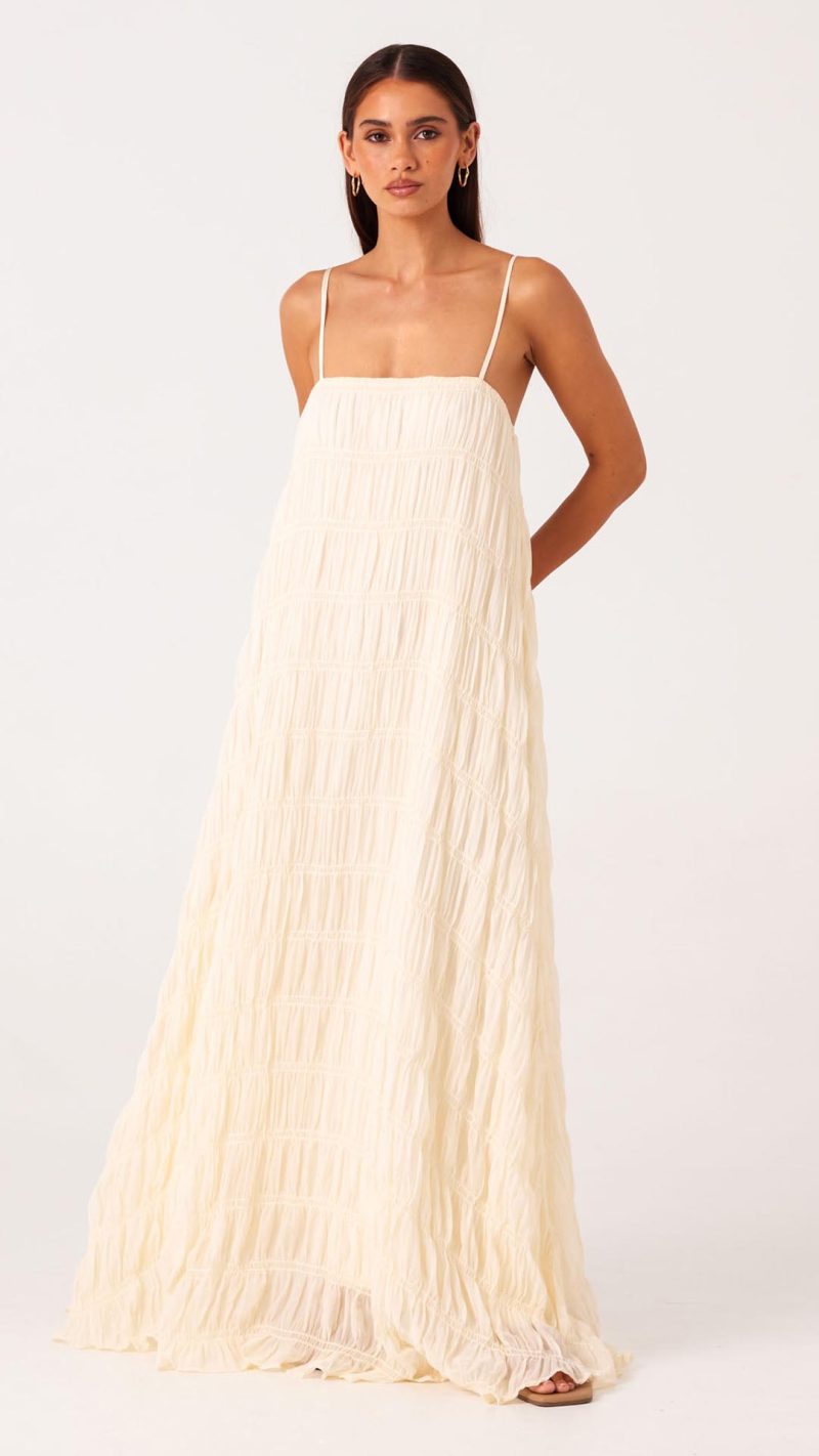 Shell Ruched Shift Maxi Dress
