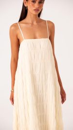 Shell Ruched Shift Maxi Dress