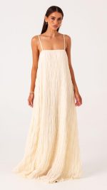 Shell Ruched Shift Maxi Dress
