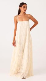 Shell Ruched Shift Maxi Dress