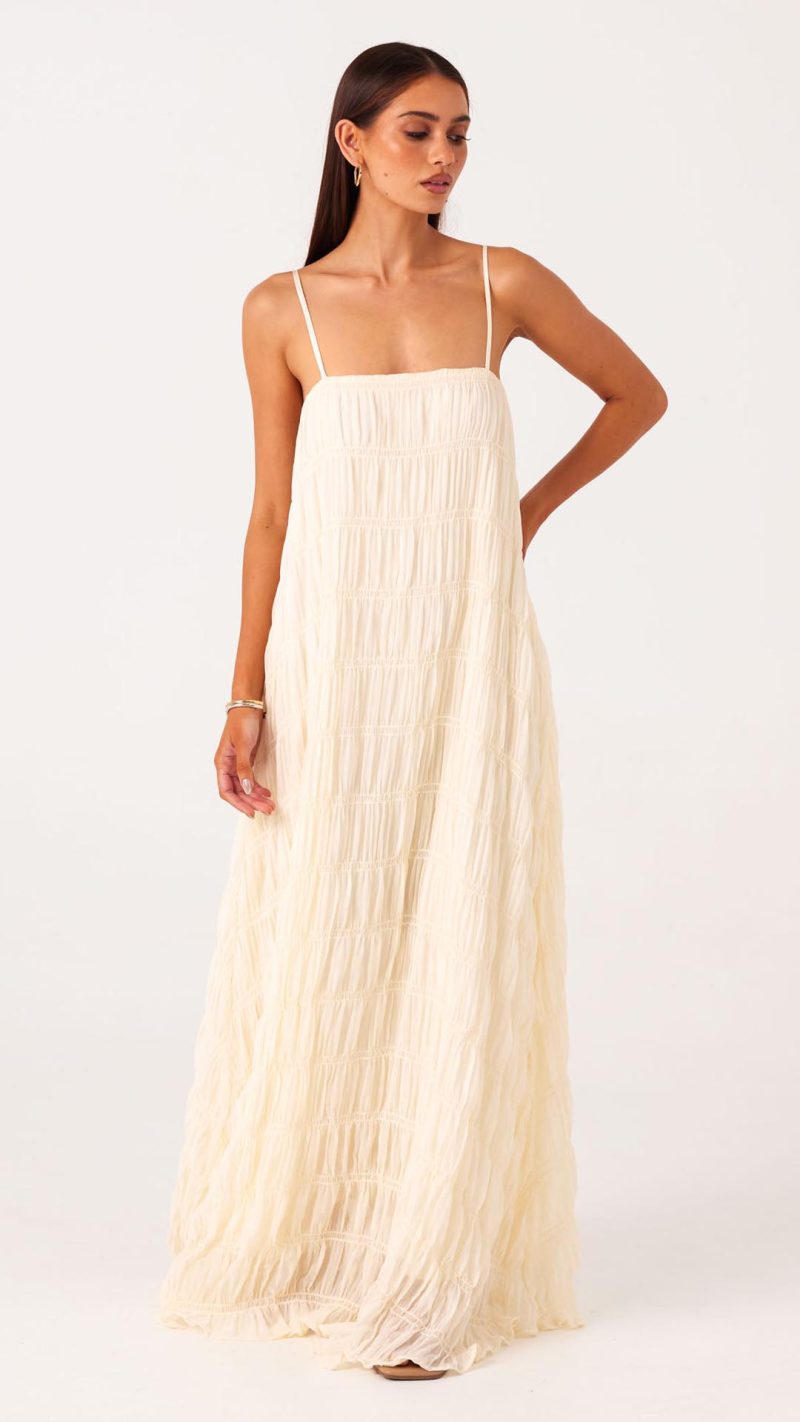 Shell Ruched Shift Maxi Dress