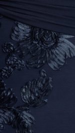 Navy Raised Floral Embroidered Twist Cut-Out Maxi Dress