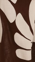 Brown/Beige Bold Floral Stripe-Trimmed Top