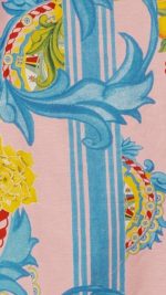 Pink Scroll-Print Crossback A-Line Maxi Dress