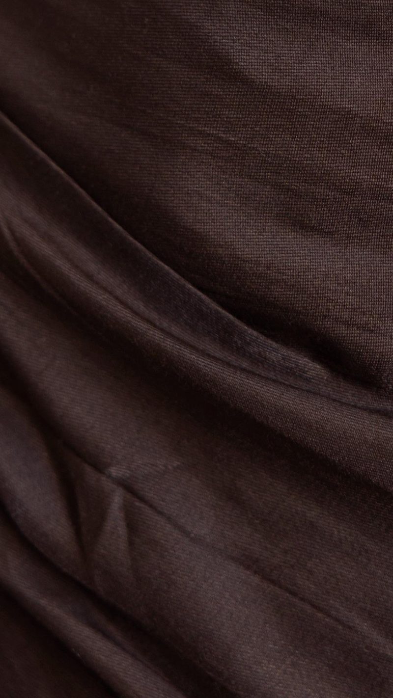 Chocolate Cutout Ruched Mesh Maxi Dress
