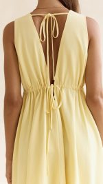 Yellow Open-Back Plunge A-Line Mini Dress