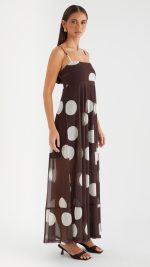 Cocoa Spot Sheer Mesh Empire Maxi Dress
