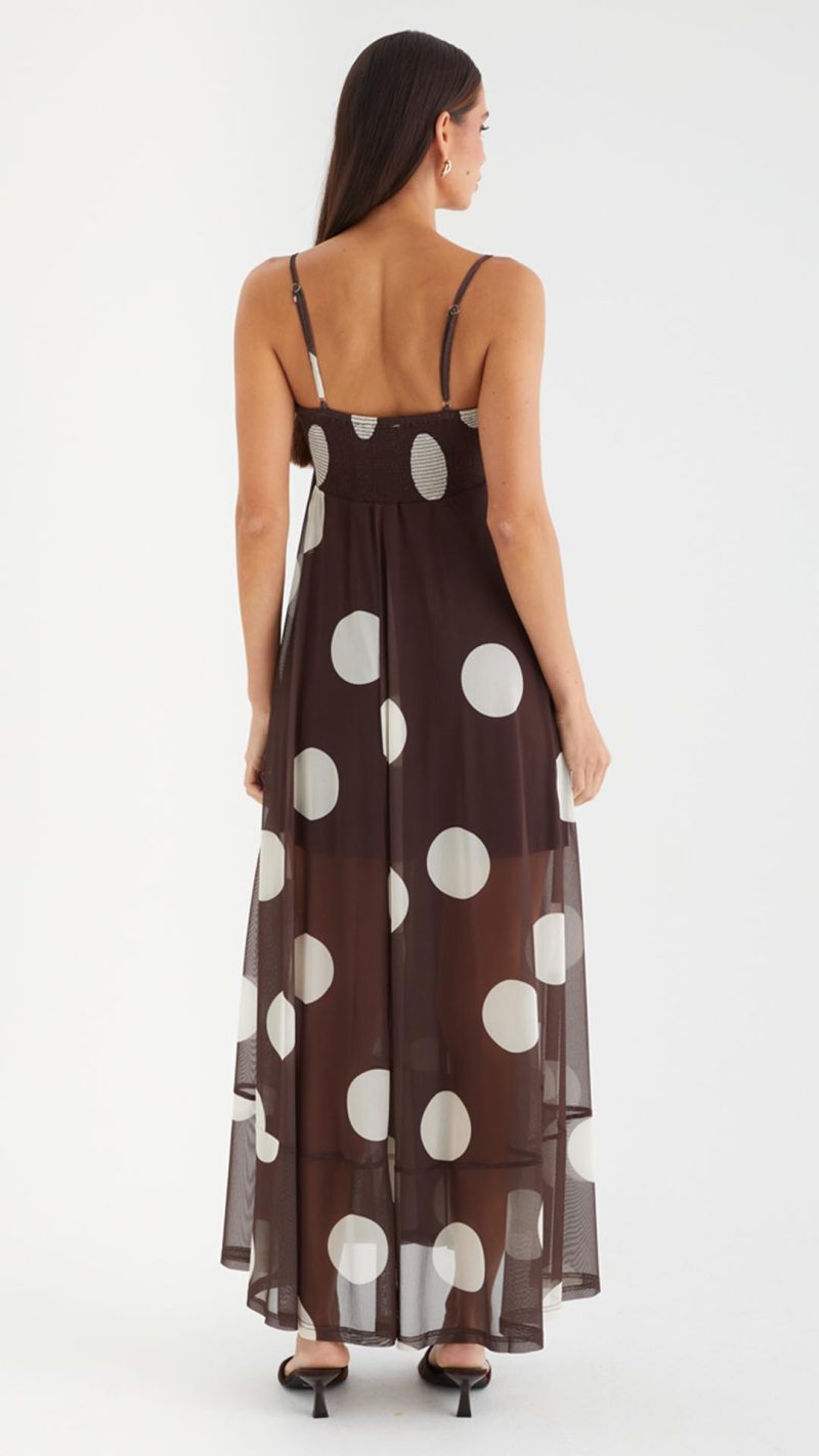 Cocoa Spot Sheer Mesh Empire Maxi Dress