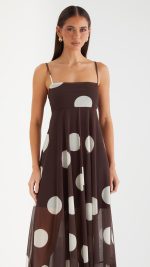 Cocoa Spot Sheer Mesh Empire Maxi Dress