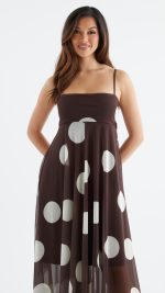 Cocoa Spot Sheer Mesh Empire Maxi Dress