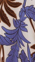 Chocolate/Blue Palm Shirred-Back Maxi Dress