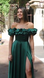 VERDE Off-Shoulder Ruffle Slit Maxi Dress