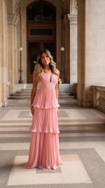 ROSA Tiered Ruched V-Neck Maxi Dress