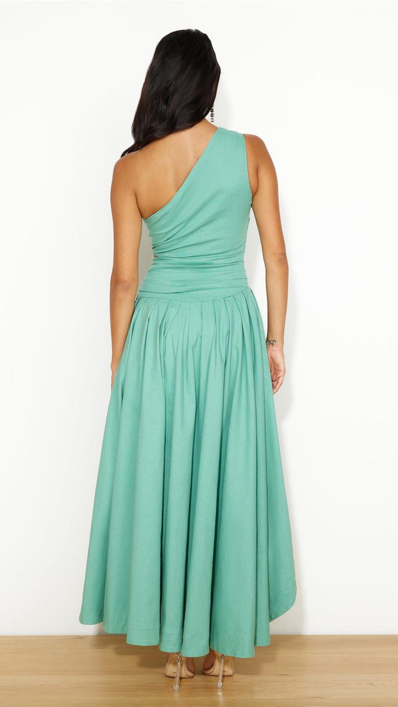 Sage Cutout Ruched Maxi Dress