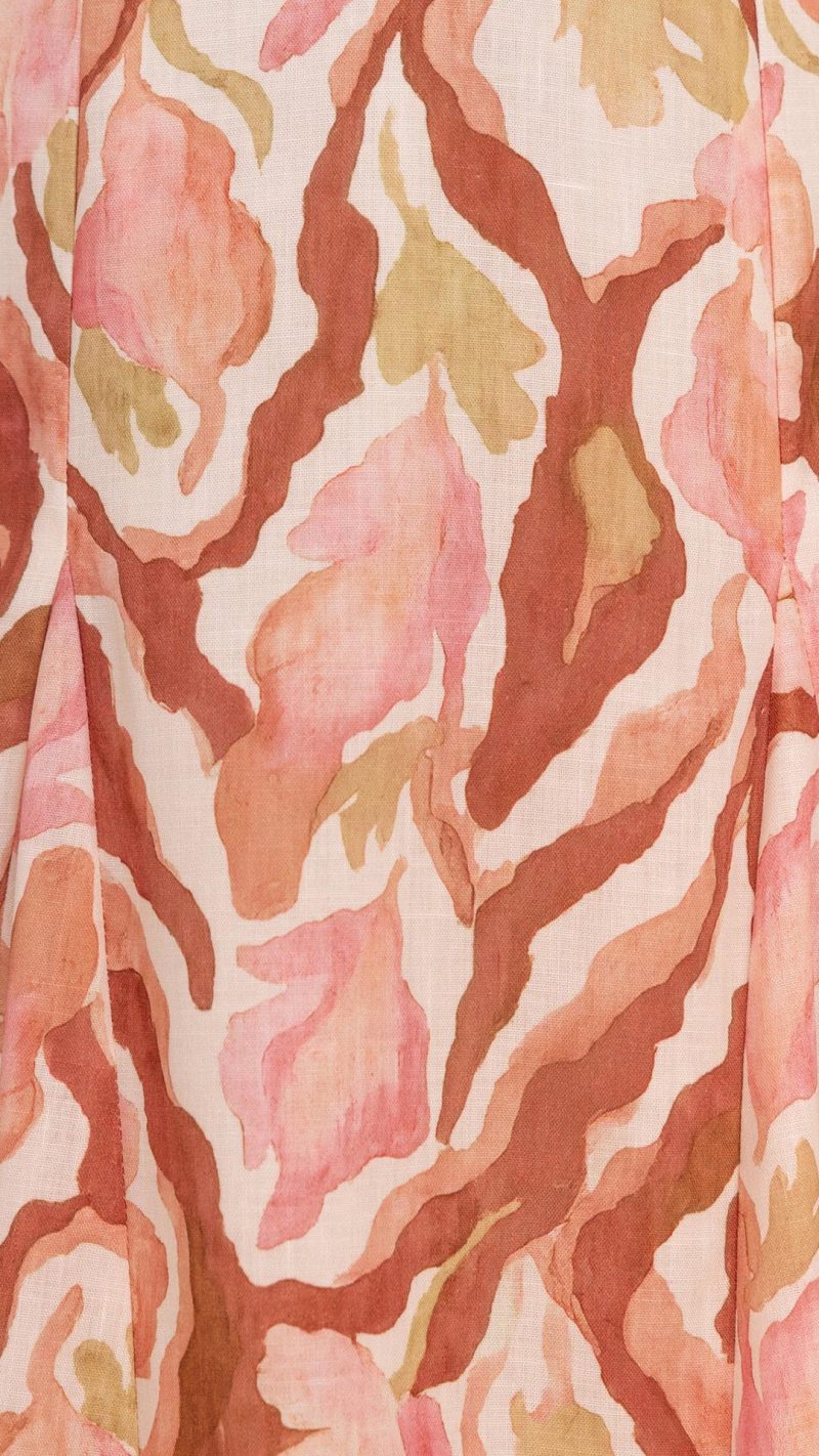 Brown/Orange Sweetheart Bustier Tie-Strap Maxi Dress