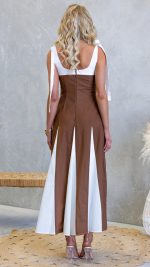 Chocolate Sweetheart Bustier Tie-Strap Maxi Dress