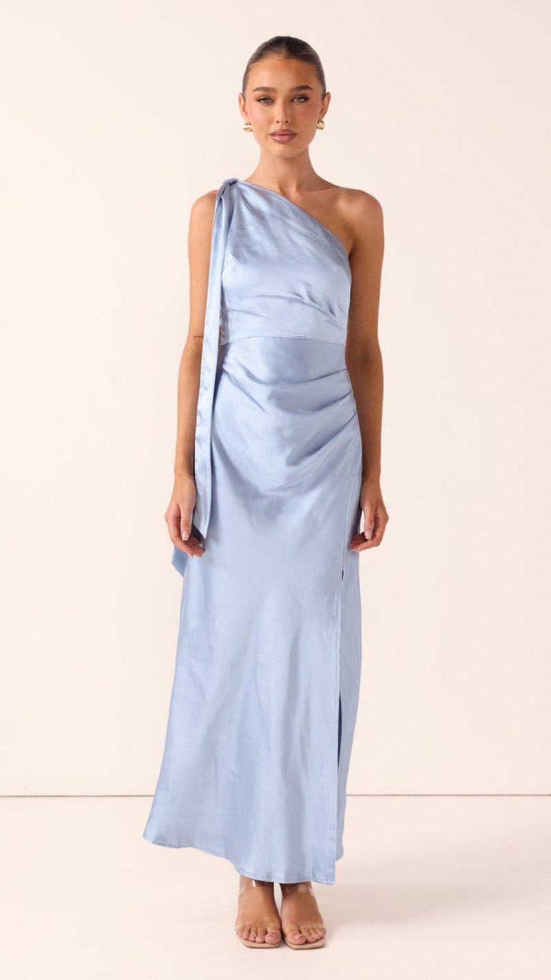 Blue Halle One-Shoulder Cutout Maxi Dress