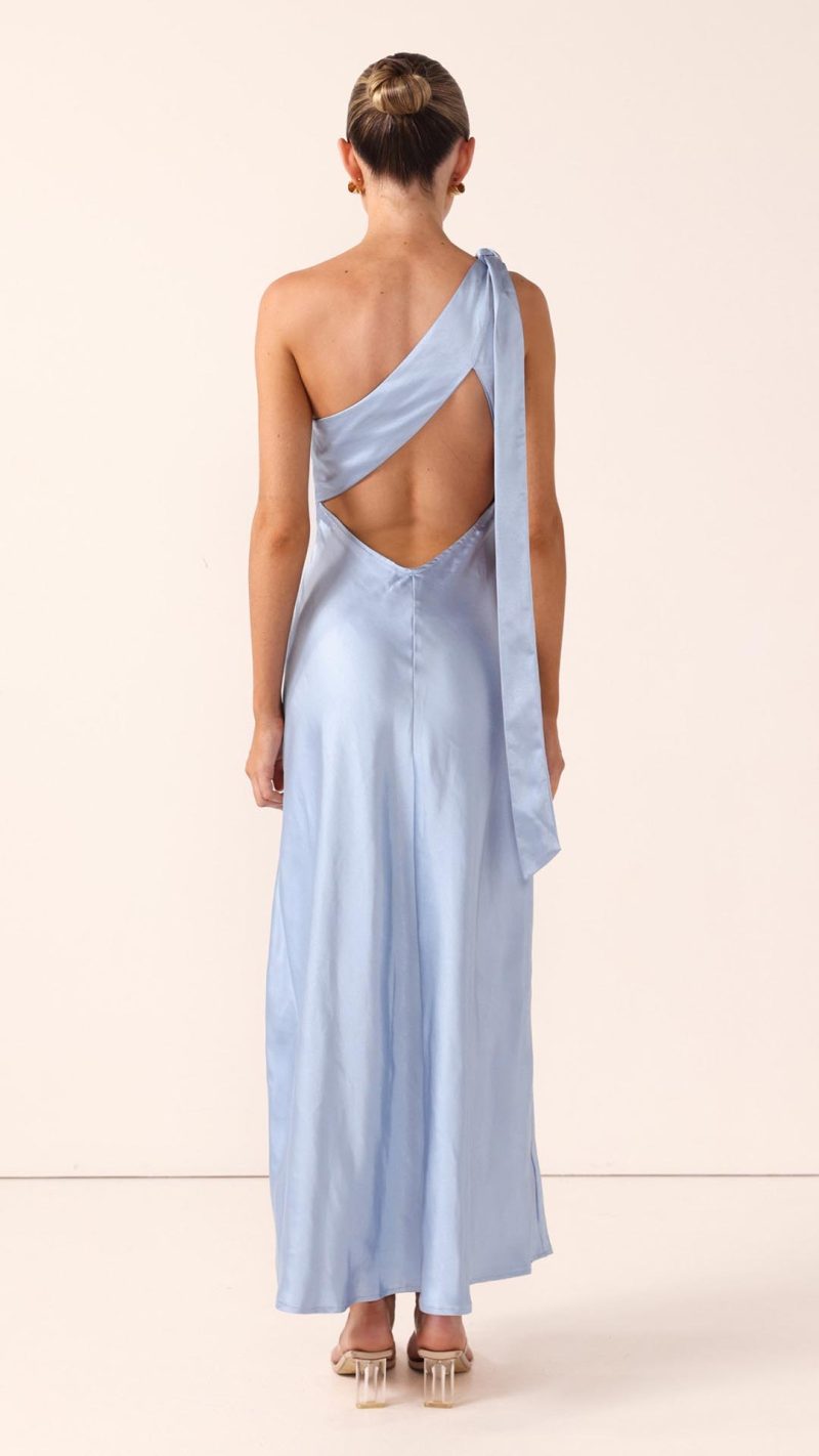 Blue Halle One-Shoulder Cutout Maxi Dress