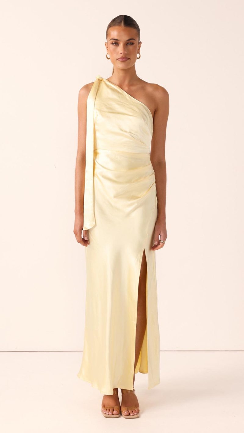 Yellow Halle One-Shoulder Cutout Maxi Dress