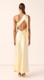 Yellow Halle One-Shoulder Cutout Maxi Dress