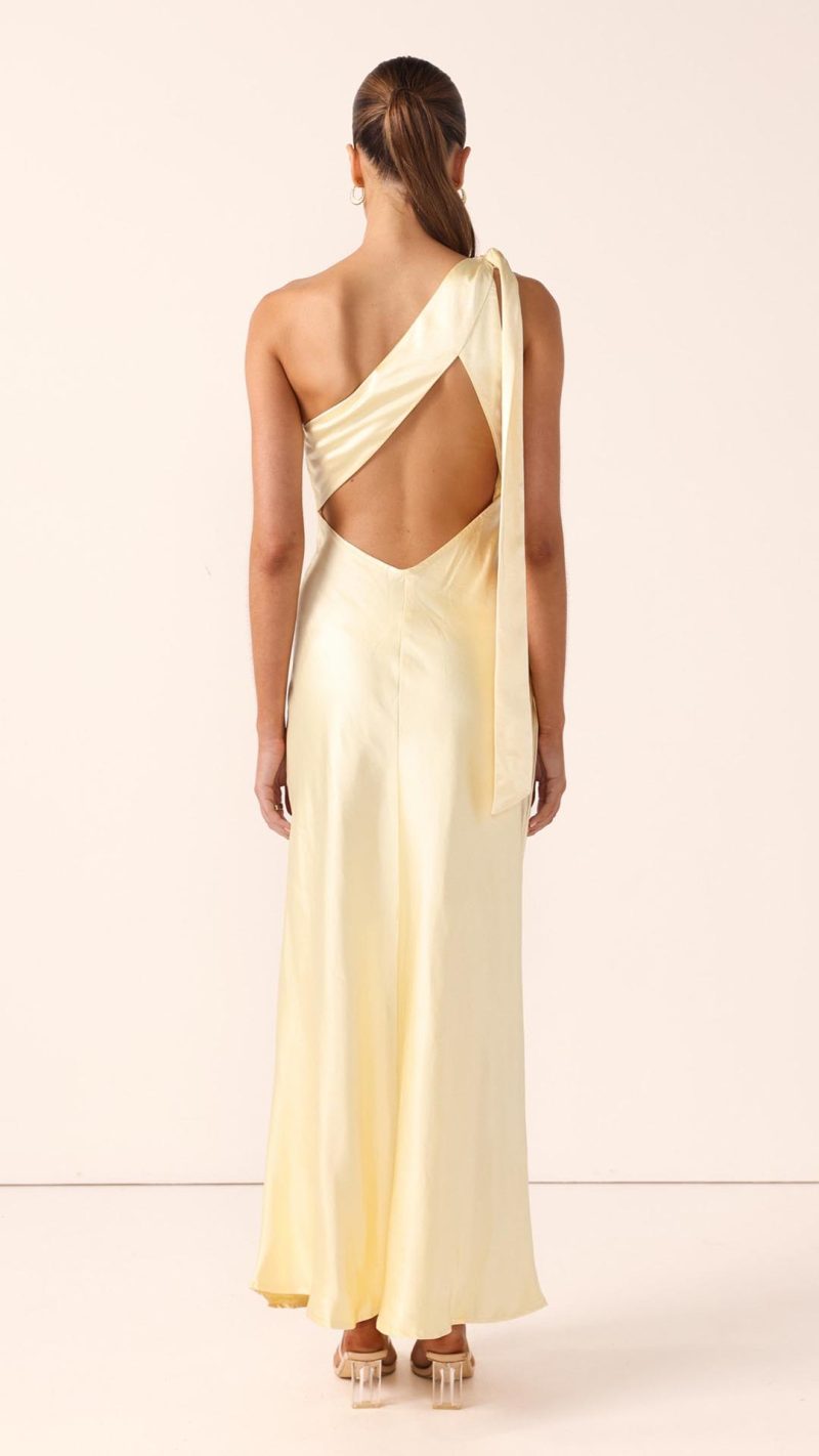 Yellow Halle One-Shoulder Cutout Maxi Dress