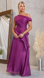 Plum Draped Off-Shoulder Maxi Set