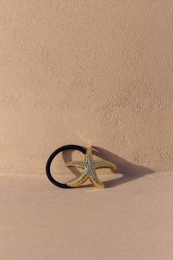 Gold Textured Starfish Elastic Hair Tie