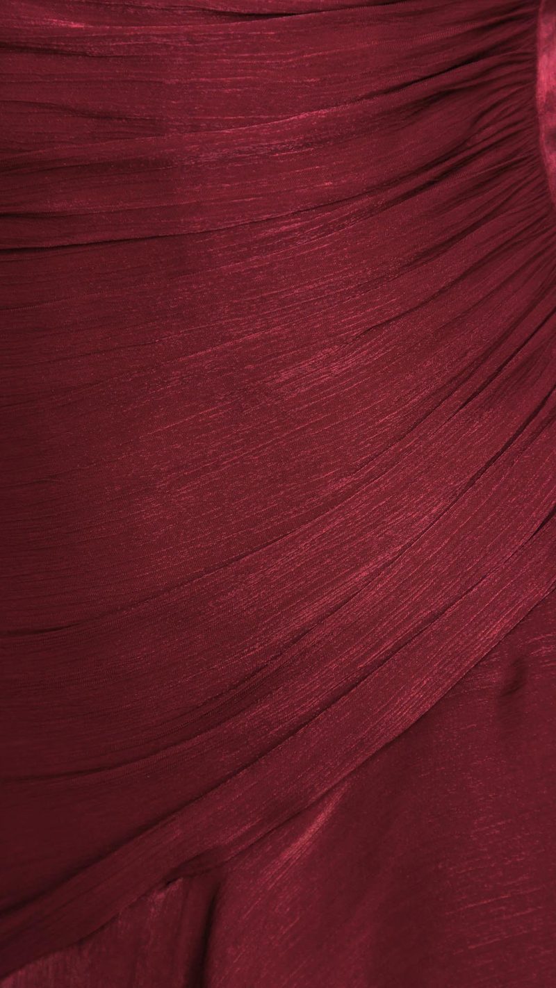 Wine Cascading Ruffle Ruched Maxi Dress
