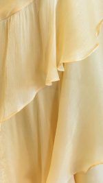 Yellow Cascading Ruffle Ruched Maxi Dress