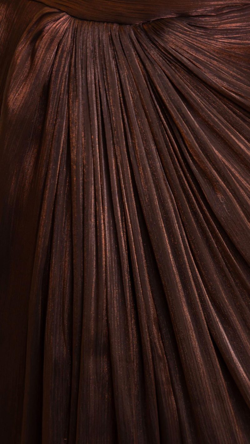 Chocolate Draped Overlay Slit One-Shoulder Maxi Dress